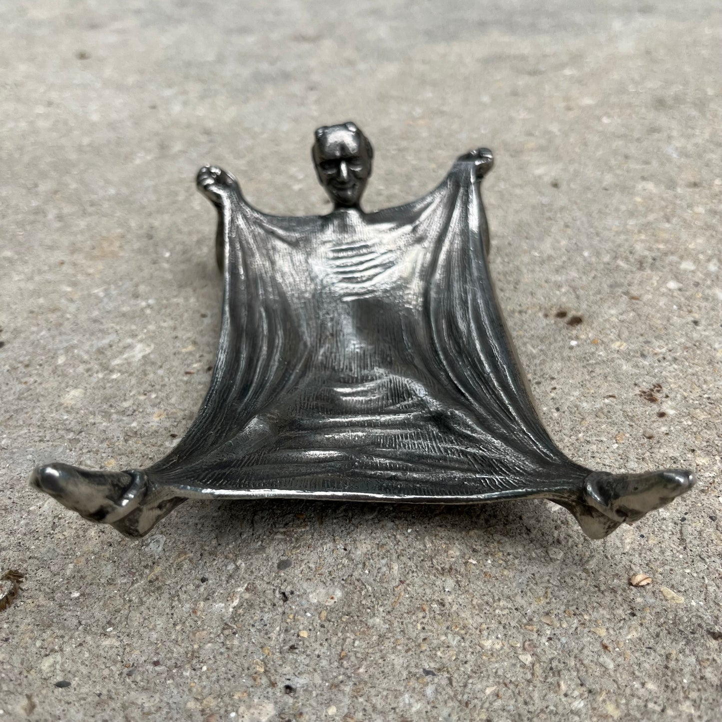 Vintage pewter Lucifer change dish.