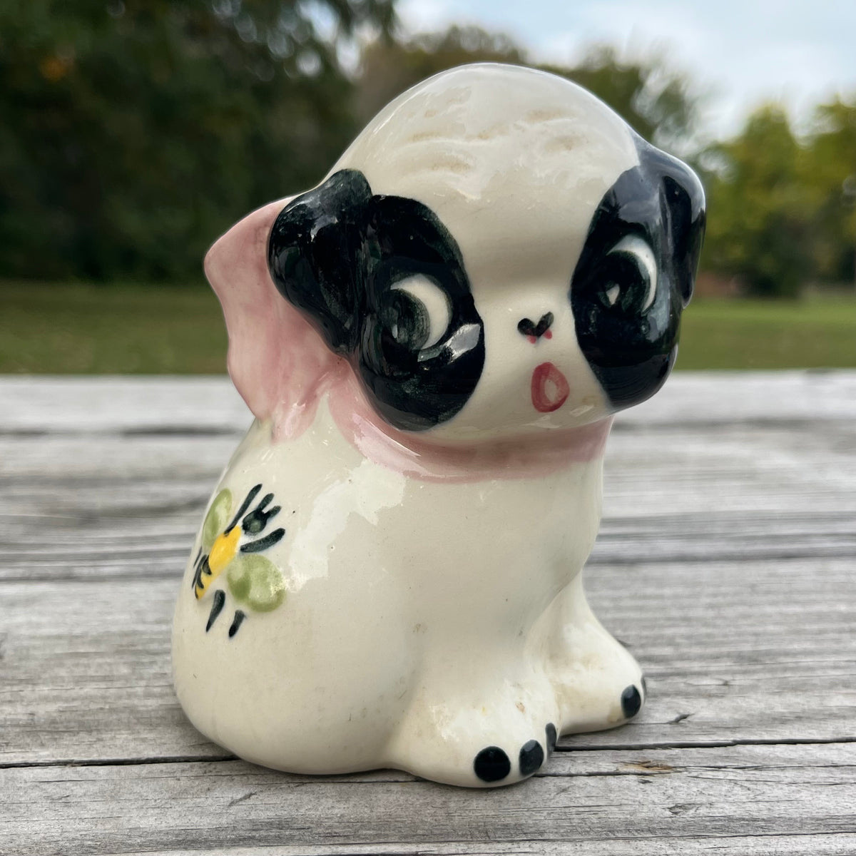 1940s Block pottery pup planter.