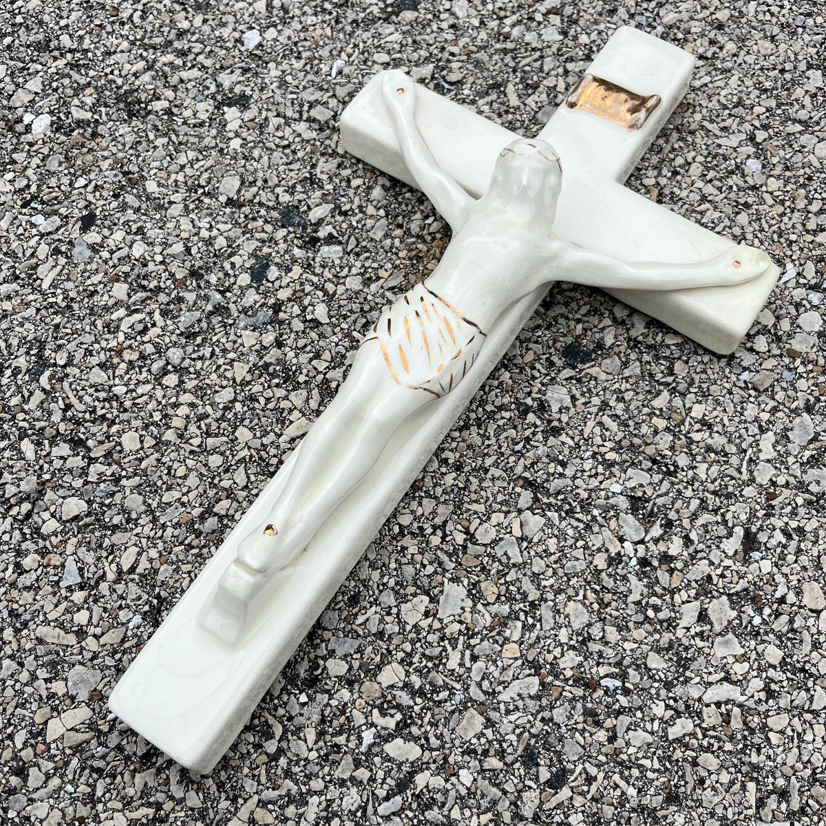 Vintage ceramic Inri crucifix