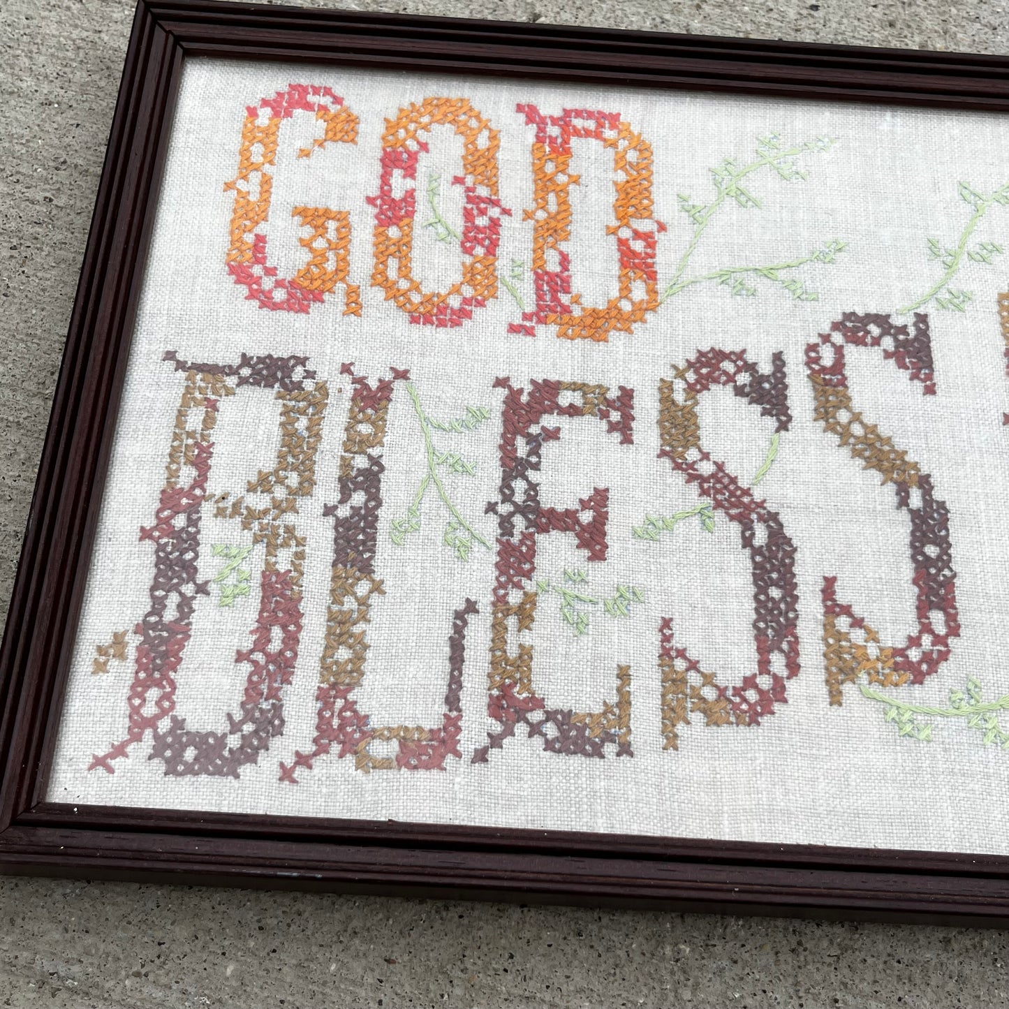 Vintage “God Bless our home” needlepoint.