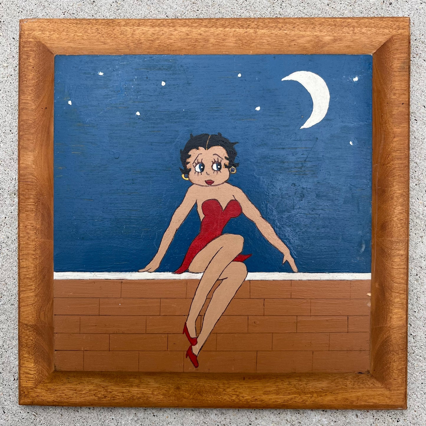 1989 Hand painted Betty Boop plaque.