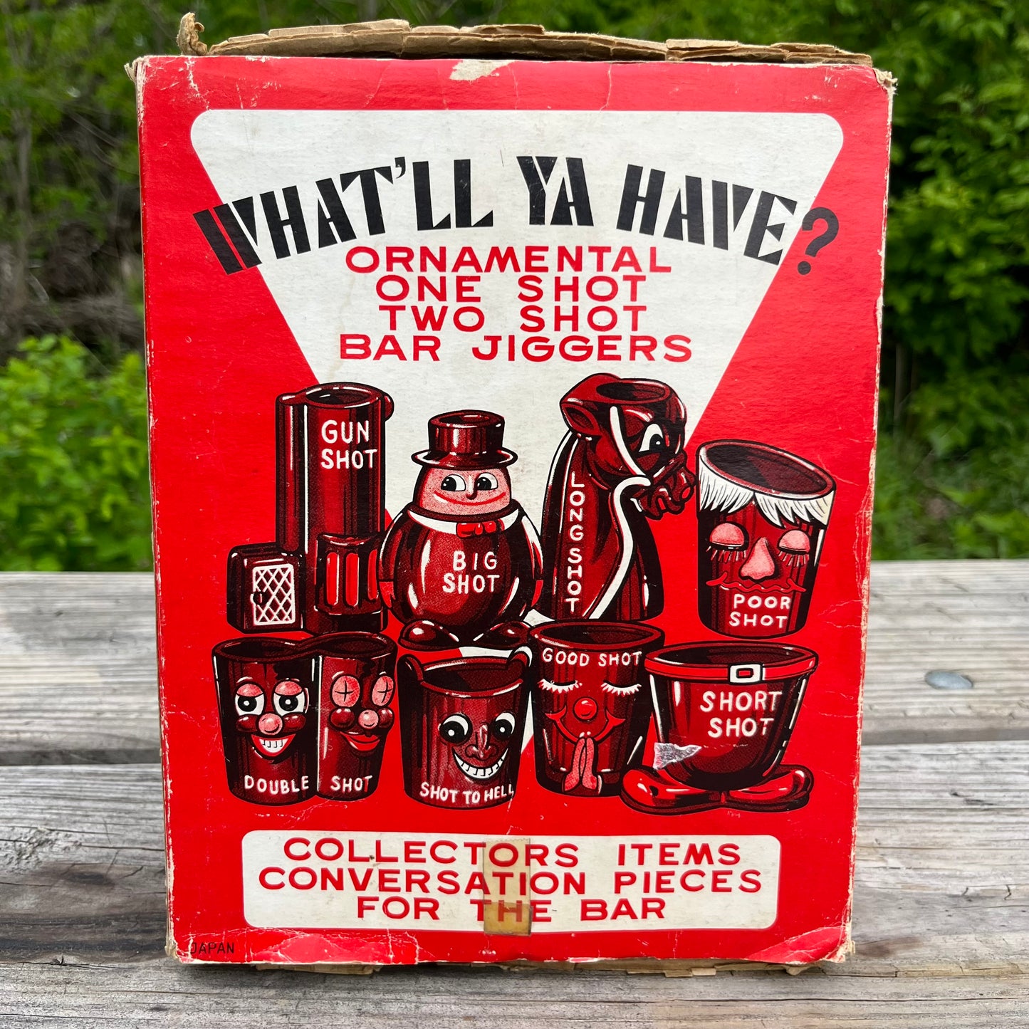 1950s Novelty shot glass set.