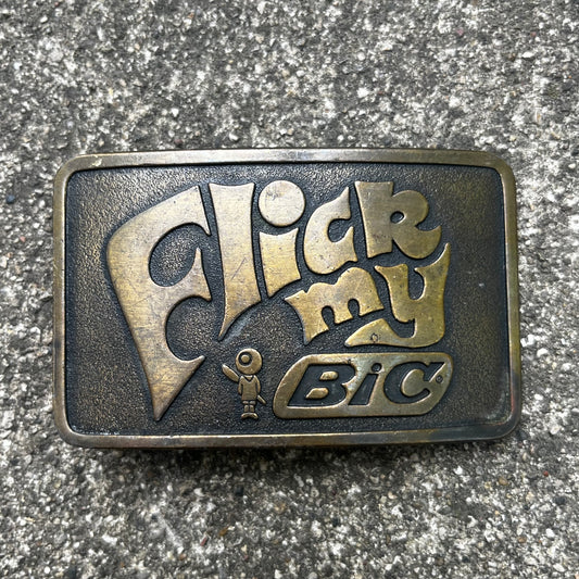 1980s “Flick my Bic” belt buckle.