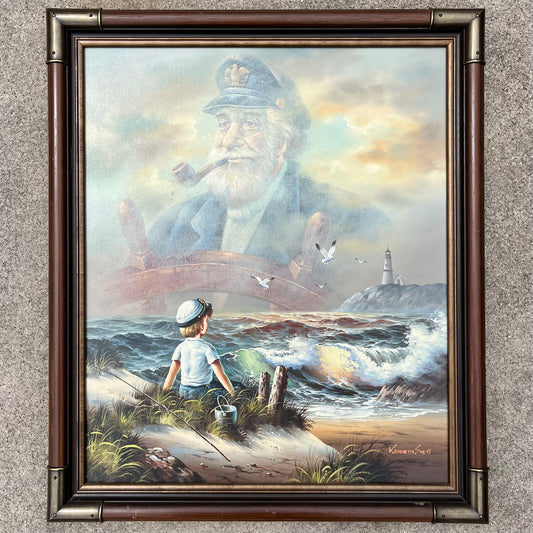 Original 1984 Sea Captain oil painting on canvas.