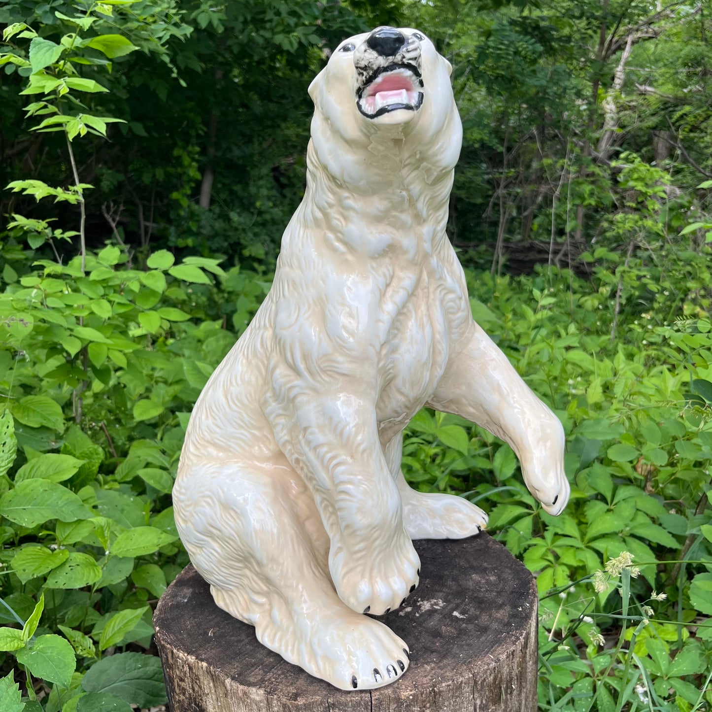 Large 1970s Ceramic polar bear statue.