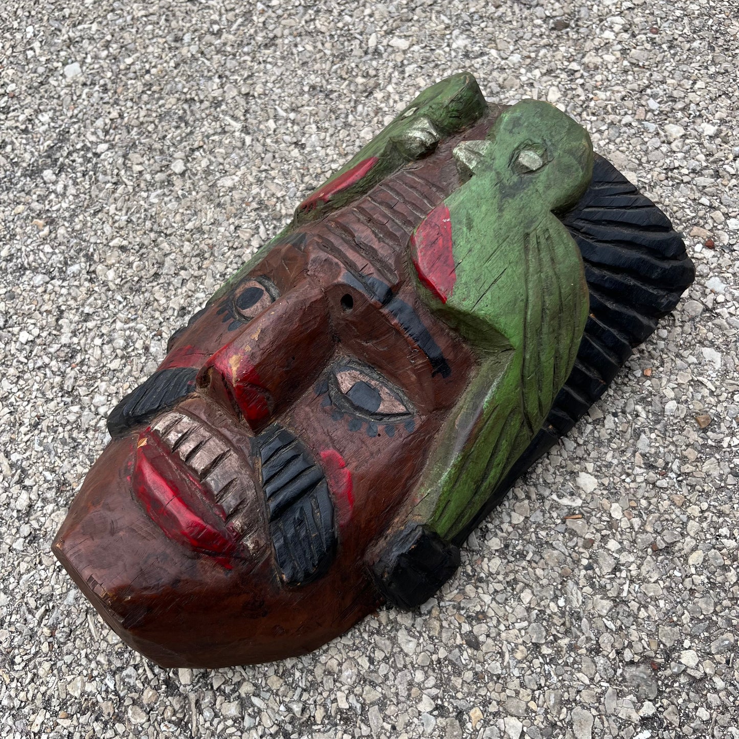 Vintage hand carved Guatemalan bird mask.