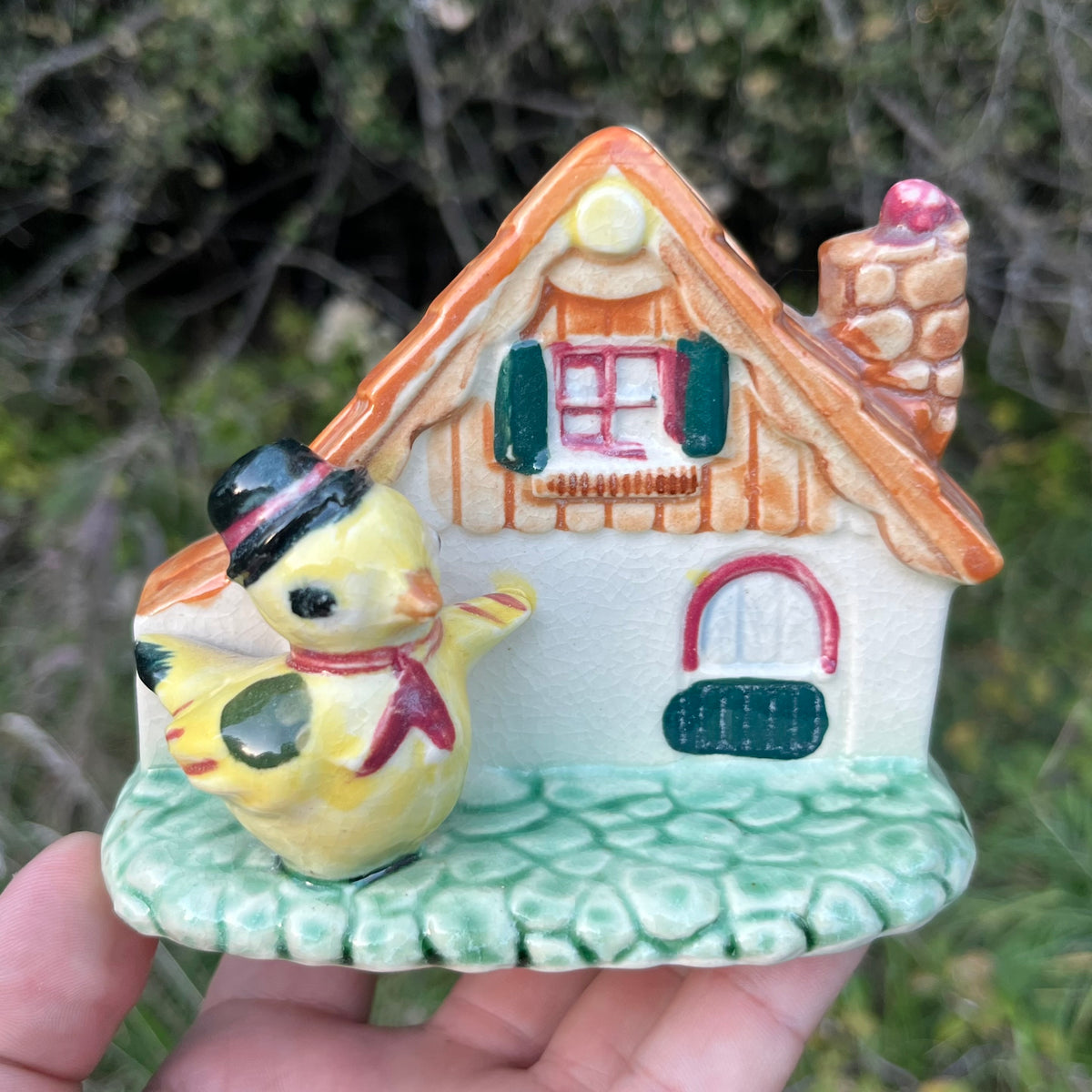 Vintage Bird house wall pocket.