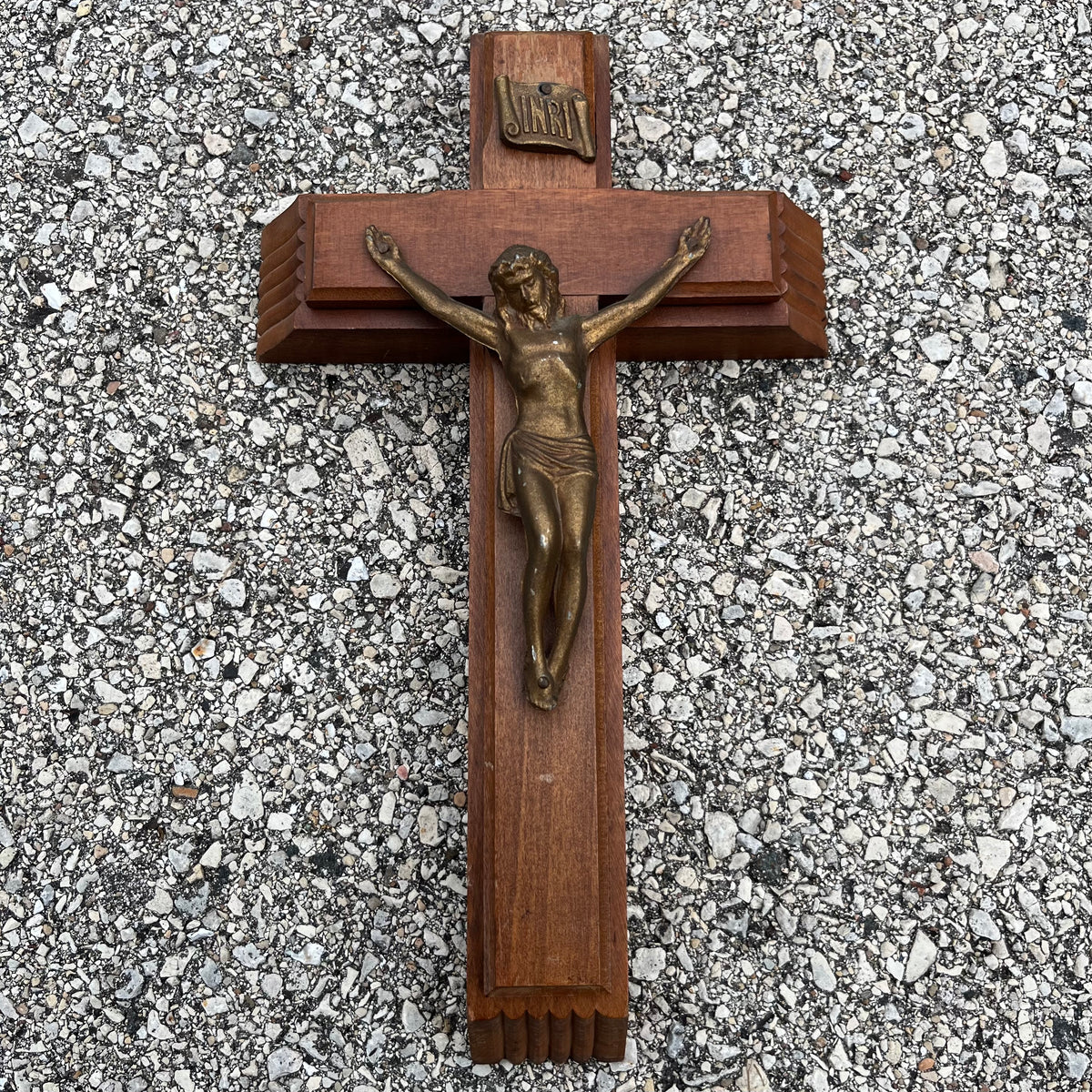 Vintage wooden sick call crucifix.