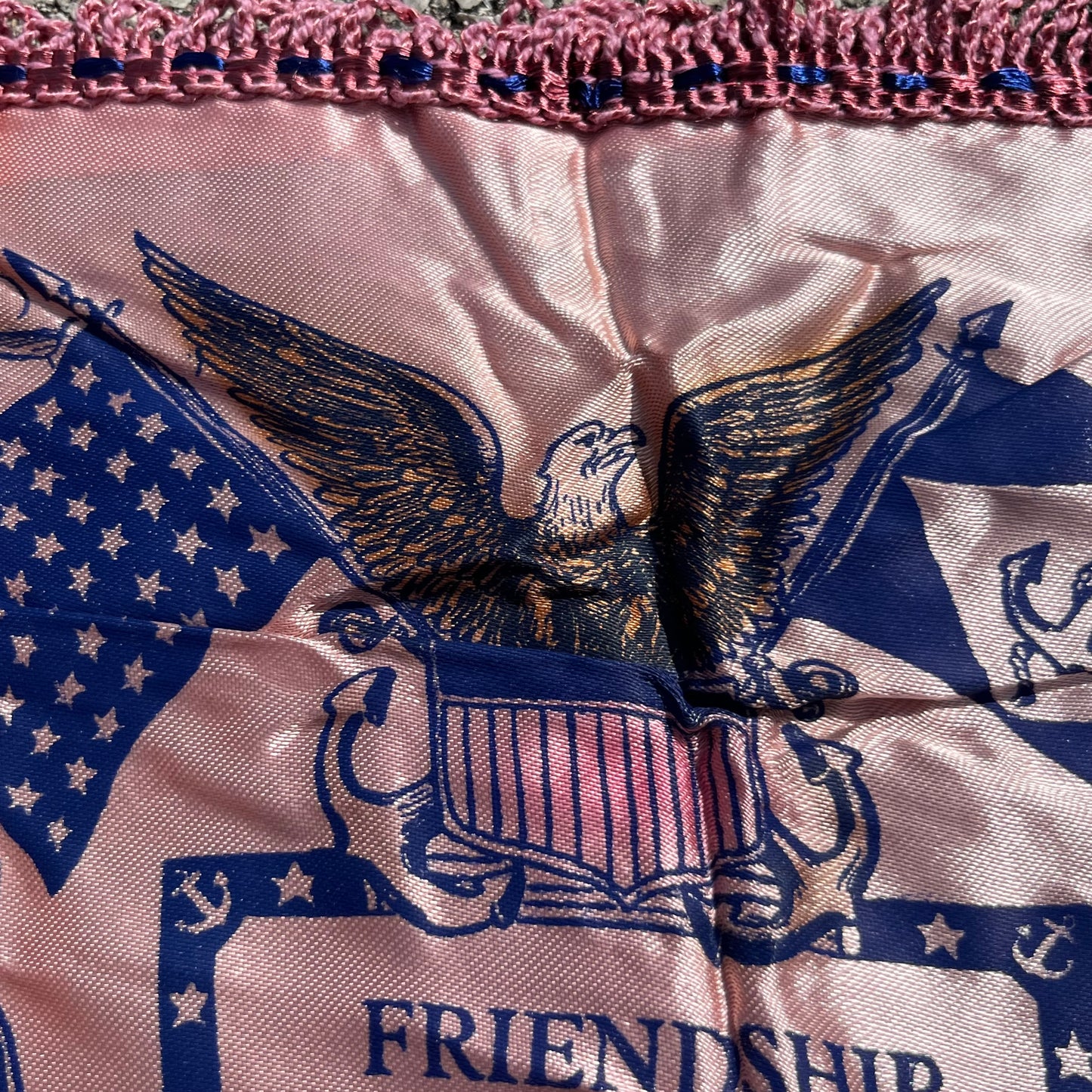 1940s Silk U.S.N. pillow case.