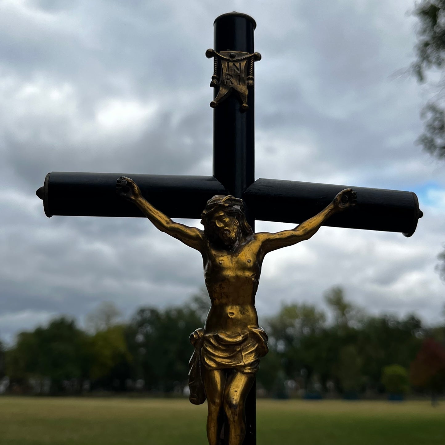 Vintage standing crucifix.