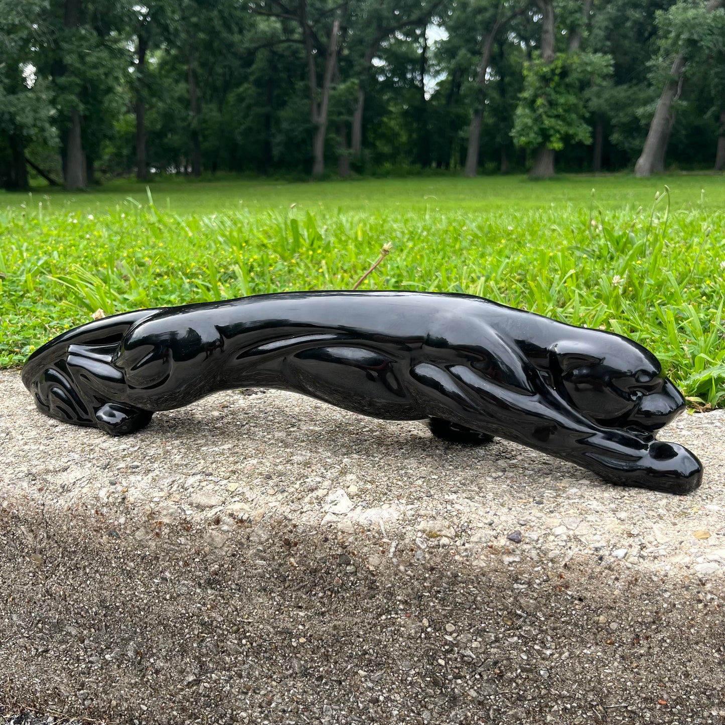 1960s Ceramic crouching black panther.