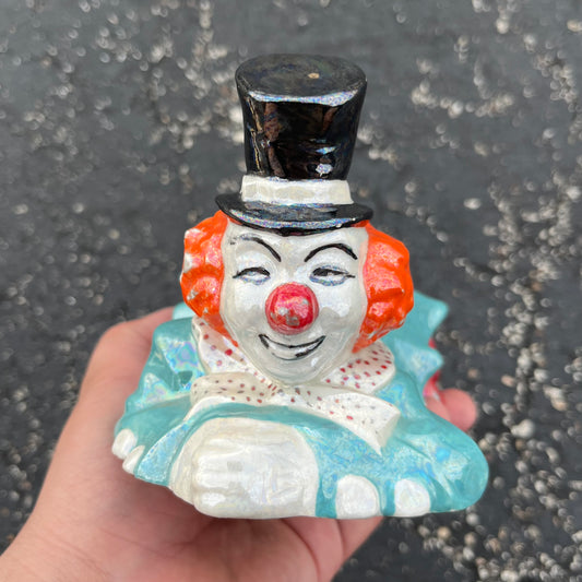 Vintage ceramic clown tape dispensar.