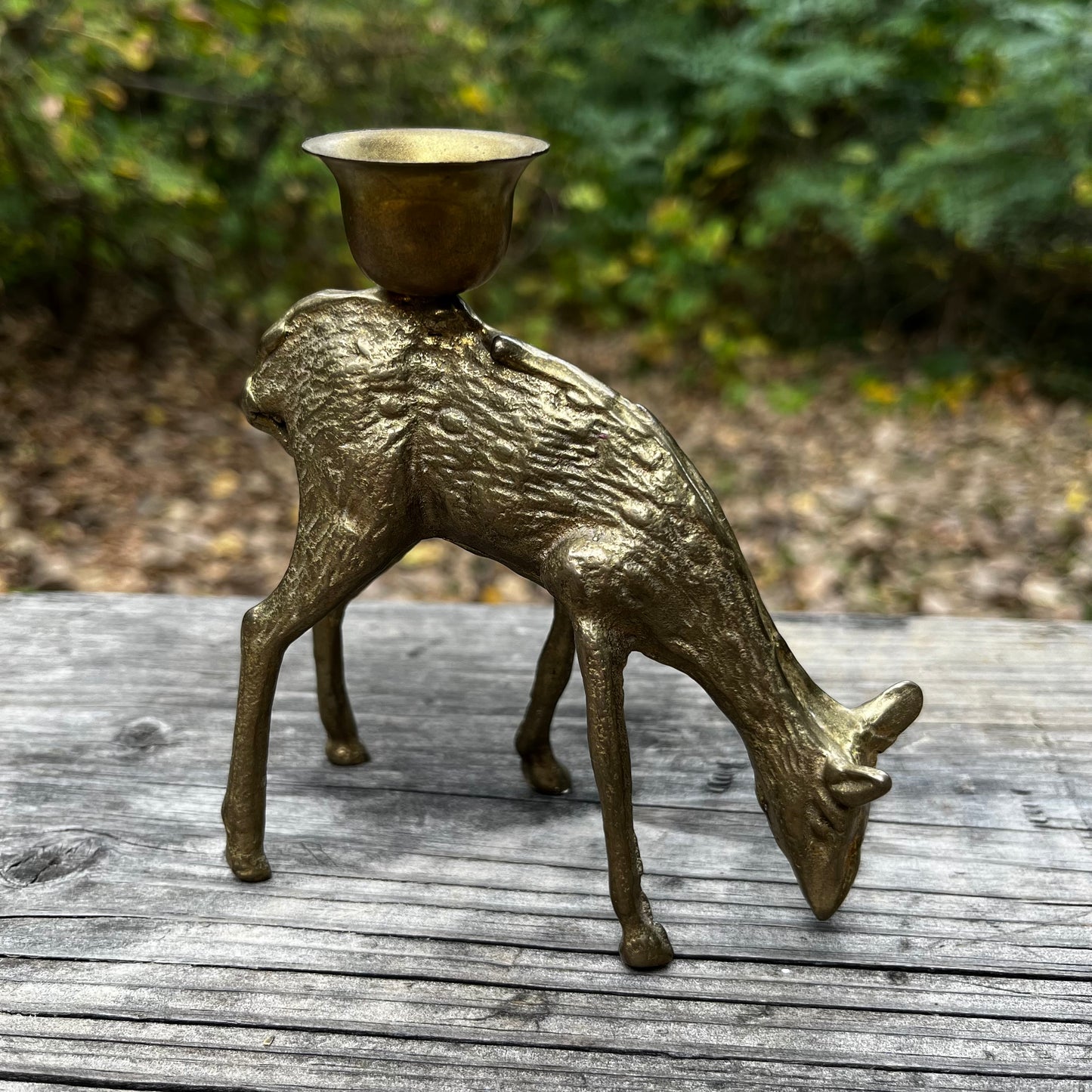 Vintage Brass deer candle holder.