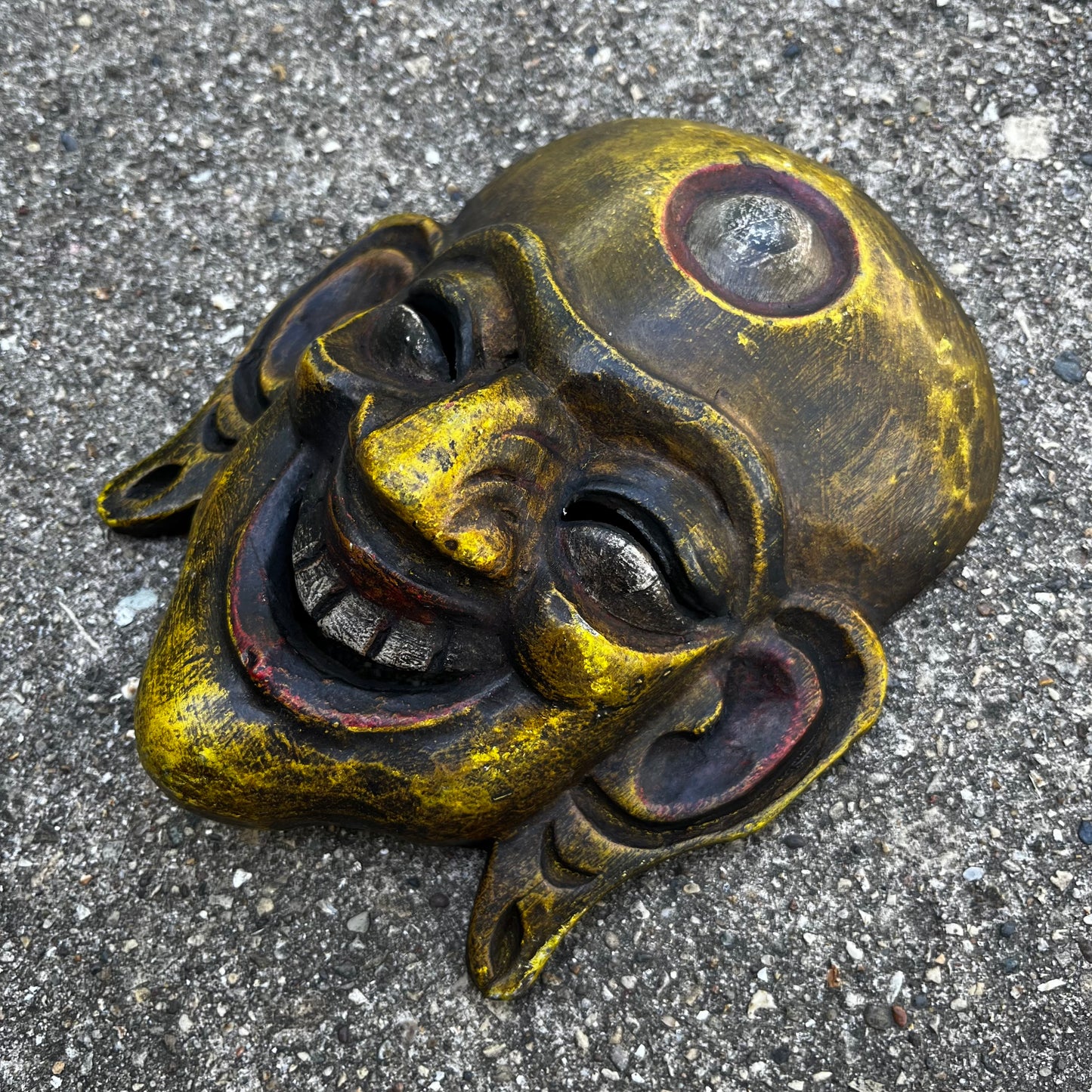 Vintage Nepali “Hotei” laughing Bhudda mask.