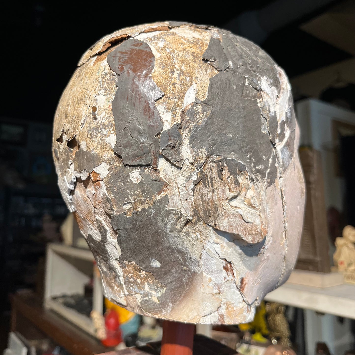 Early 1900s wooden mannequin head.