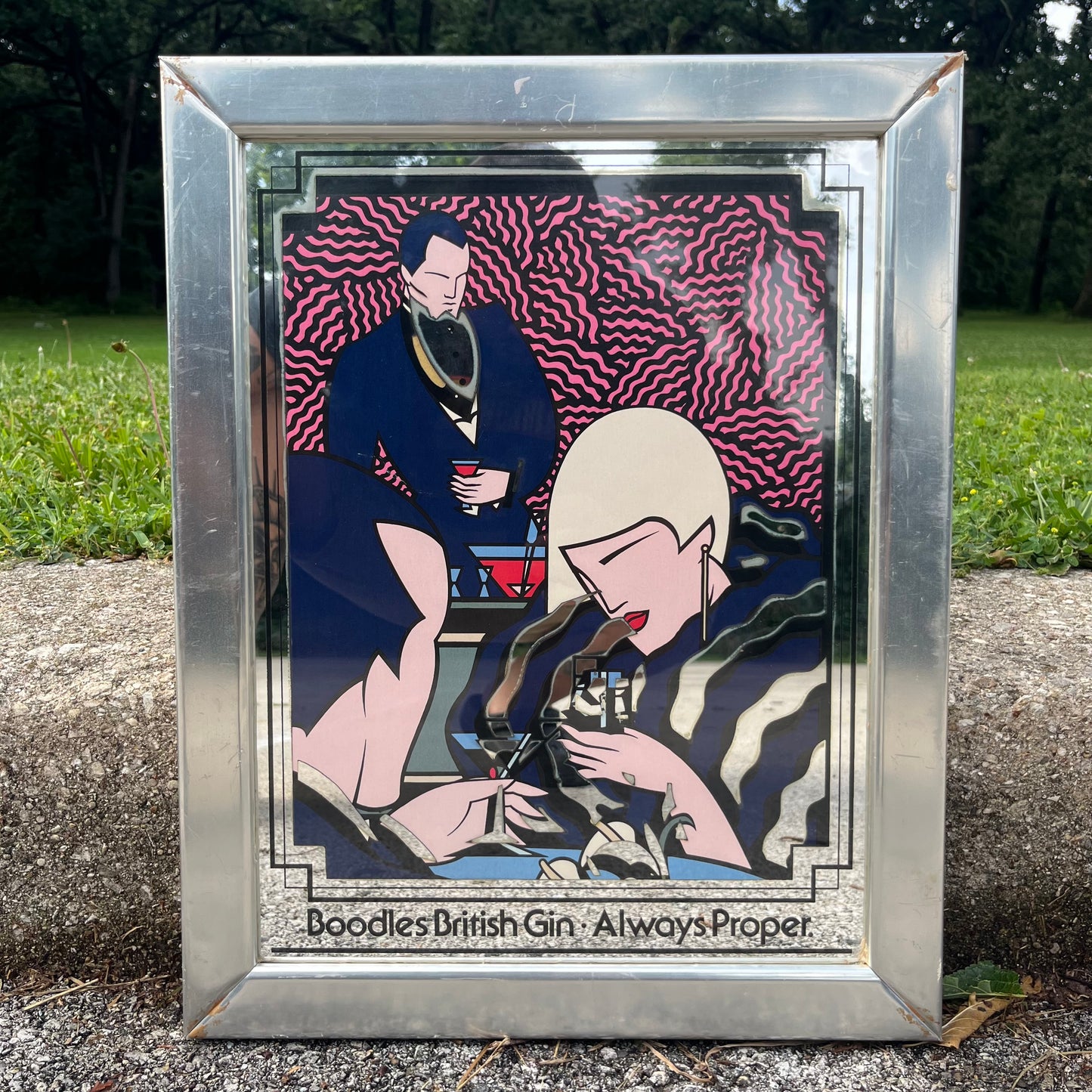 Vintage Boodles British Gin “Always Proper” mirror.