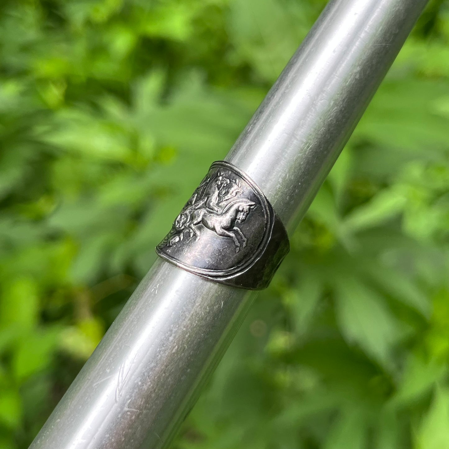 Vintage Sterling silver ”The fall of Pheaton” ring. Size 7.5.