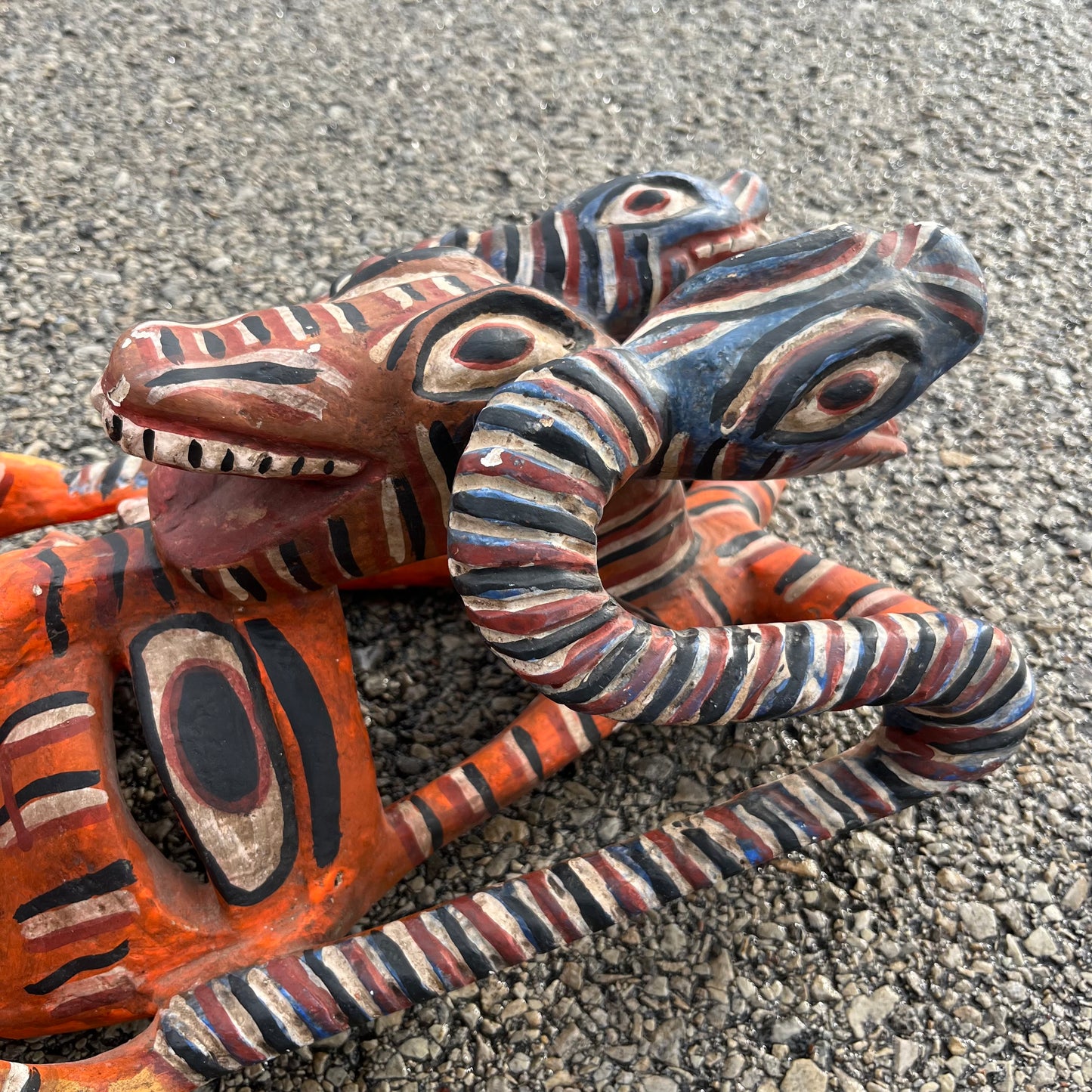 1970s Wooden serpent devil mask from Jaleaca de Catalan.