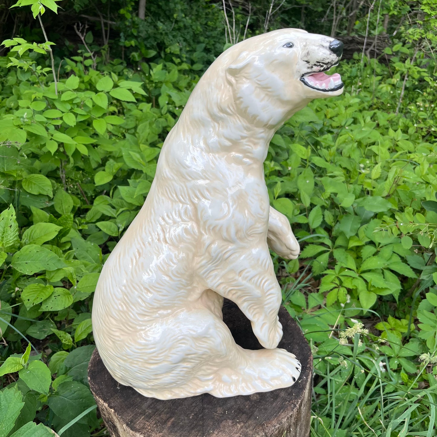 Large 1970s Ceramic polar bear statue.