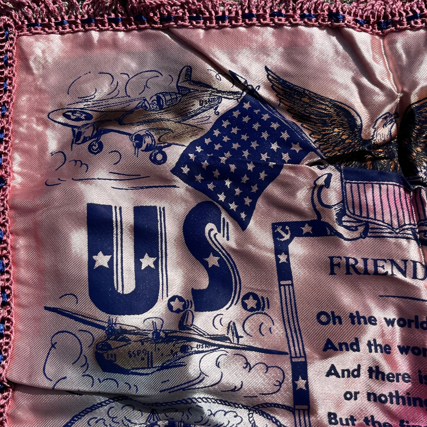 1940s Silk U.S.N. pillow case.