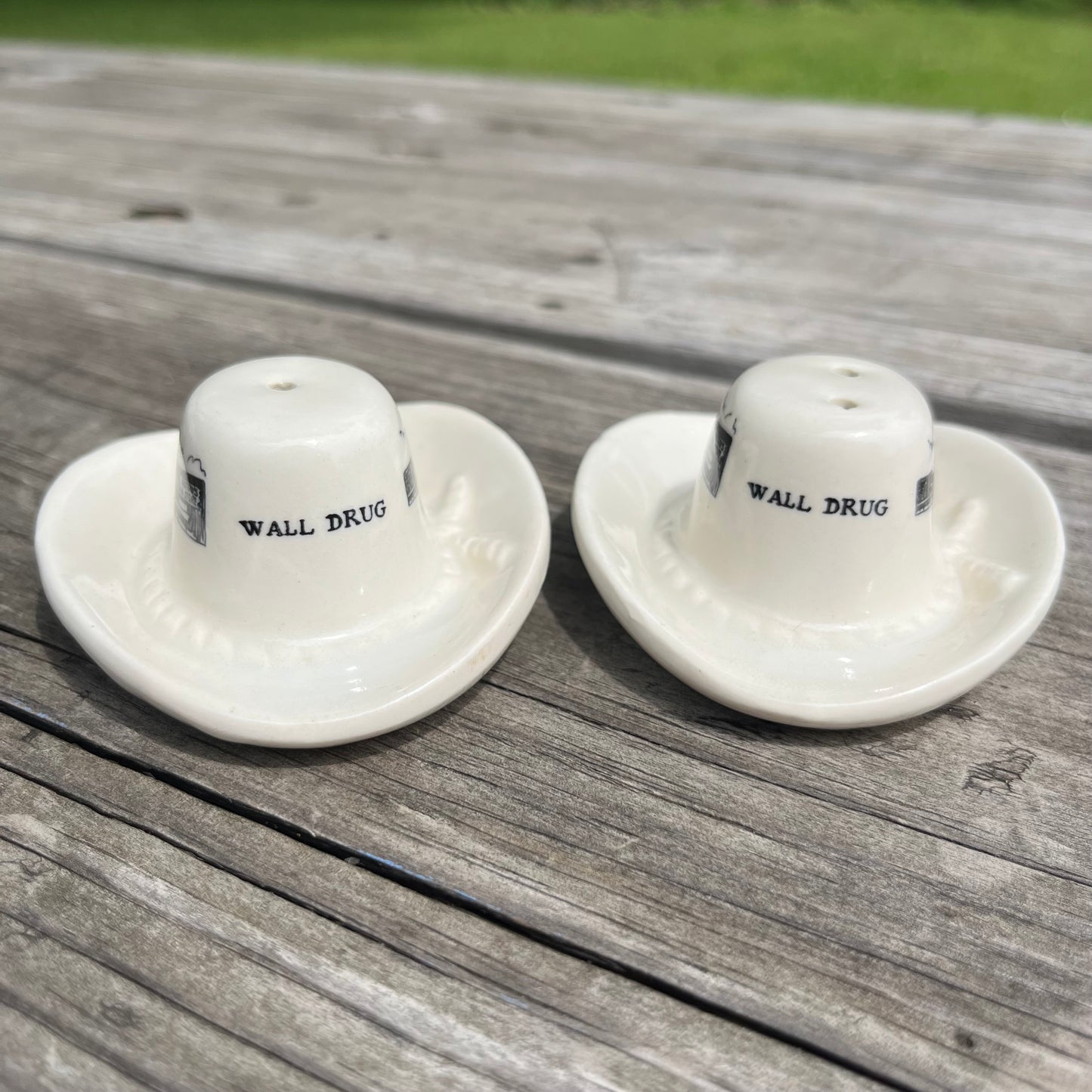 Vintage Wall Drug cowboy hat salt n’ pepper shakers.