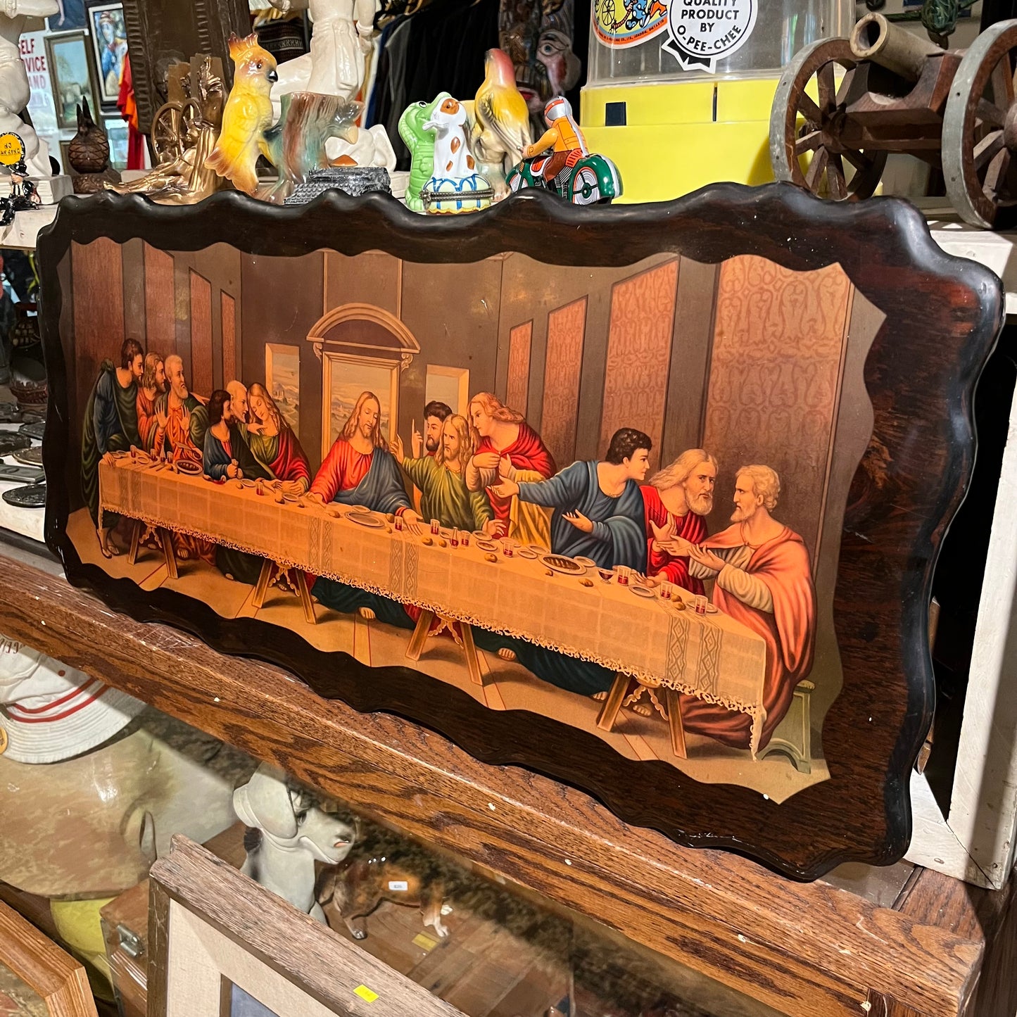 1980s Wooden last supper plaque.