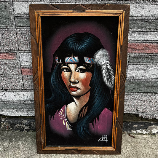 1970s Native women painted on velvet.