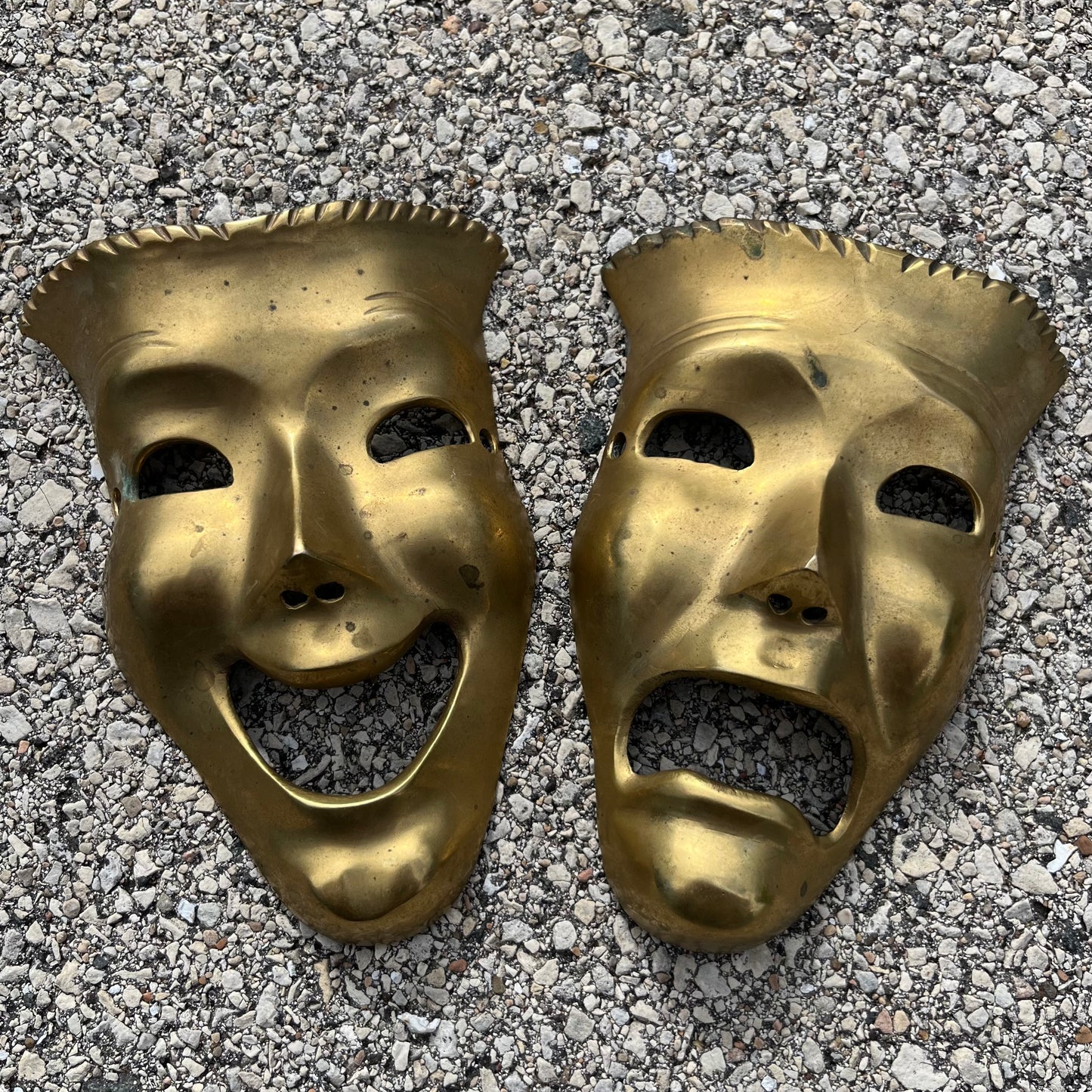 Vintage brass drama masks.