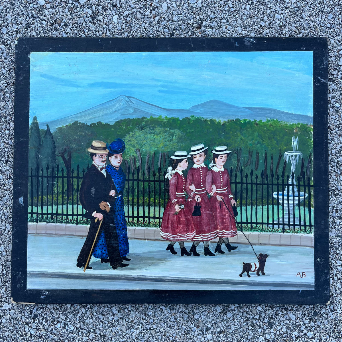 Vintage English street scene painting.