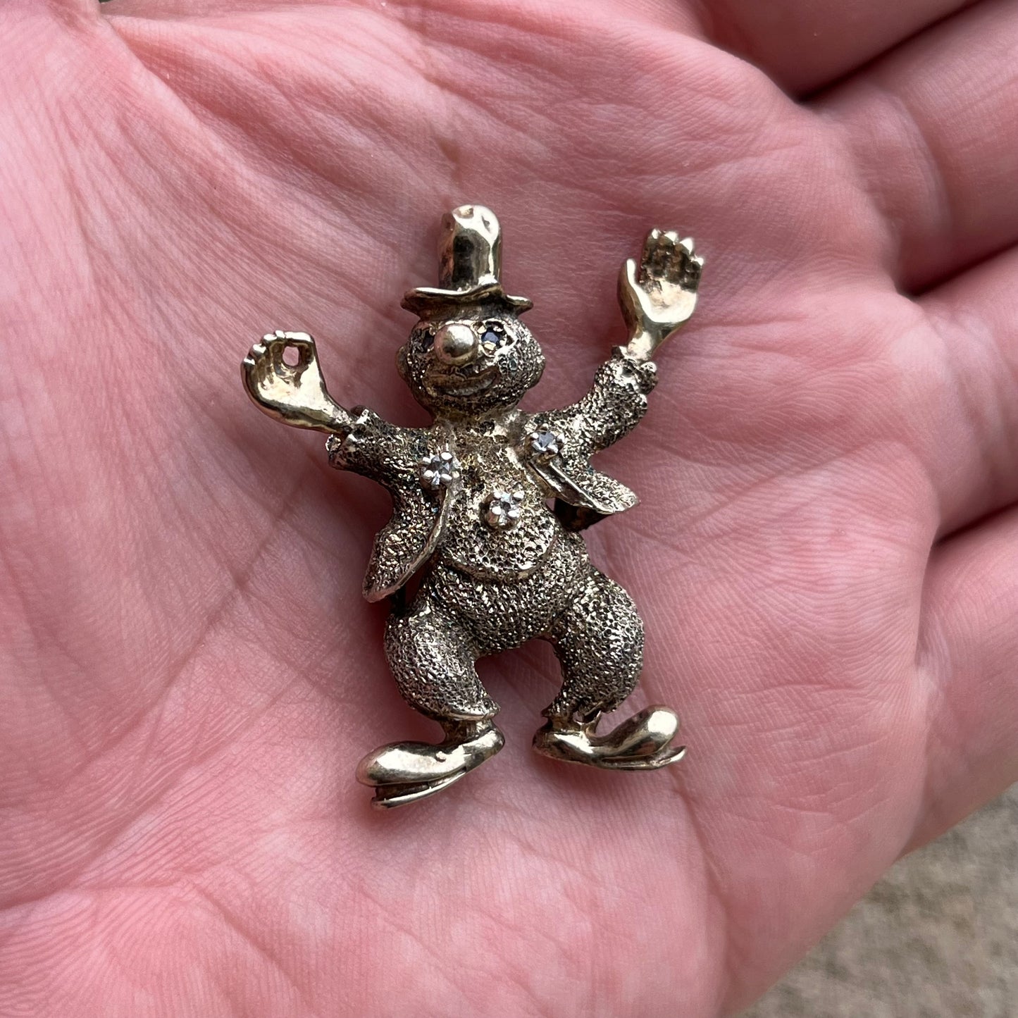 Vintage Sterling silver clown brooch.