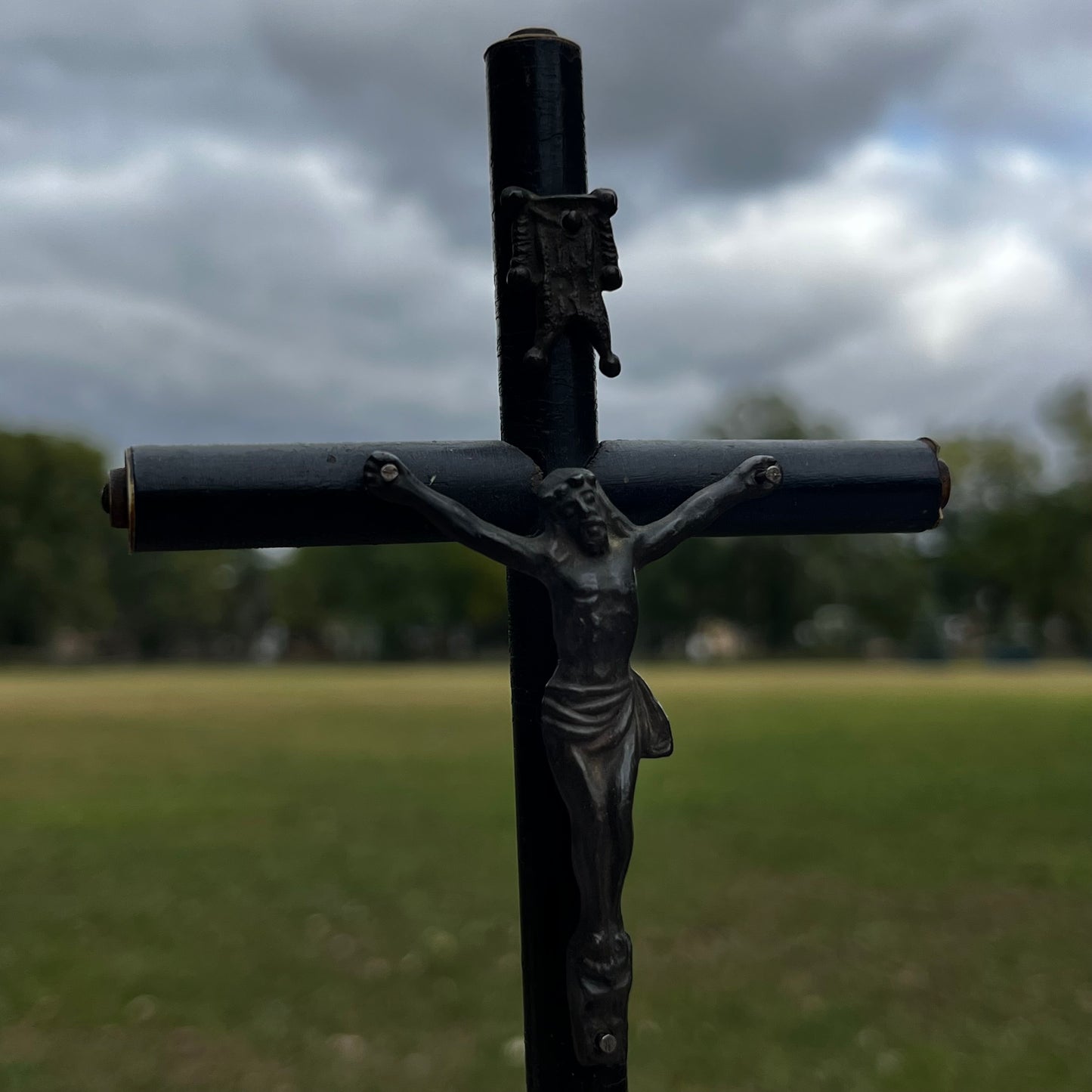 Vintage standing crucifix.