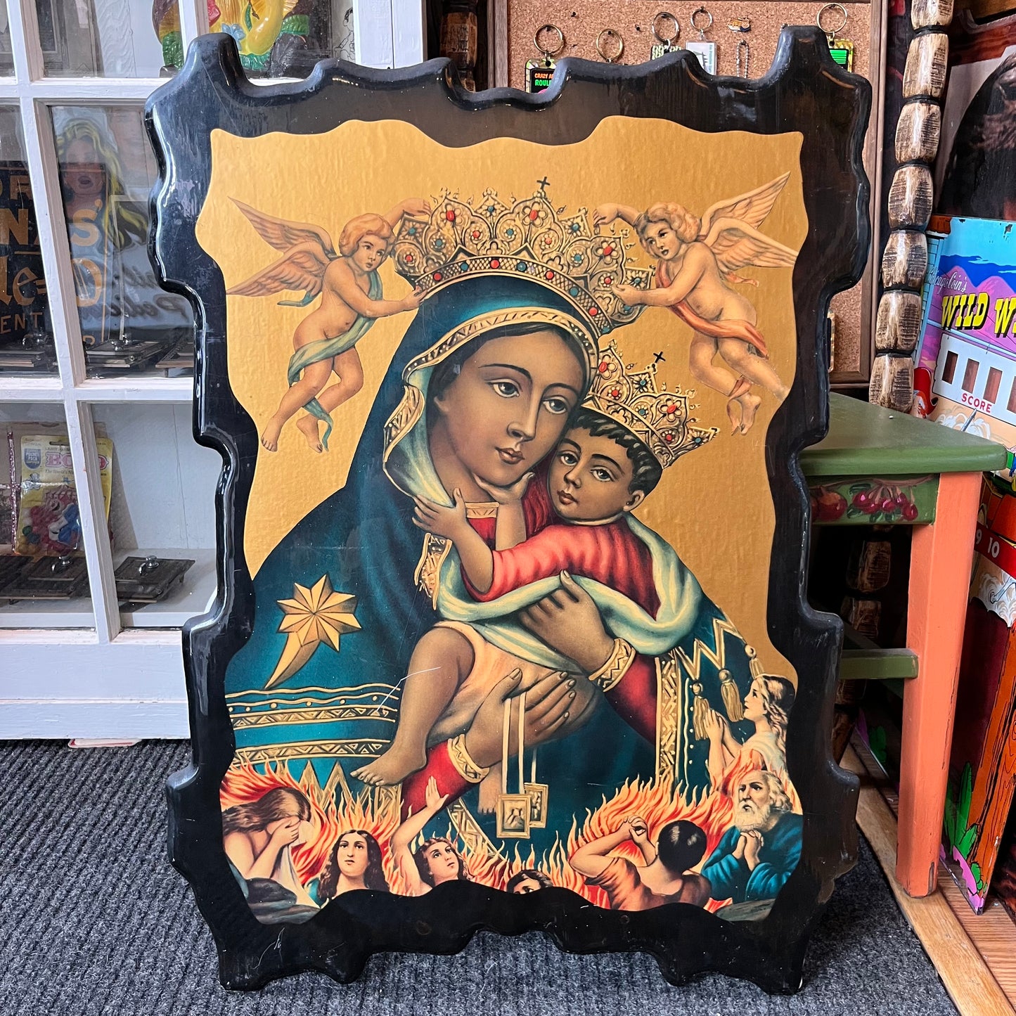 1980s Madonna del Carmine (Our Lady of Mount Carmel) over purgatory.
