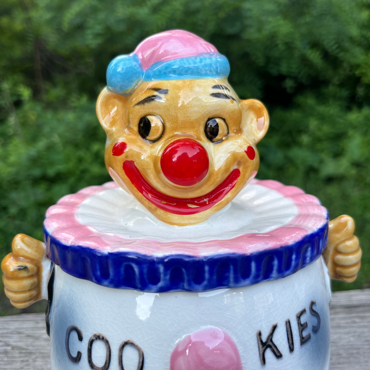 1950s Ceramic clown cookie jar.