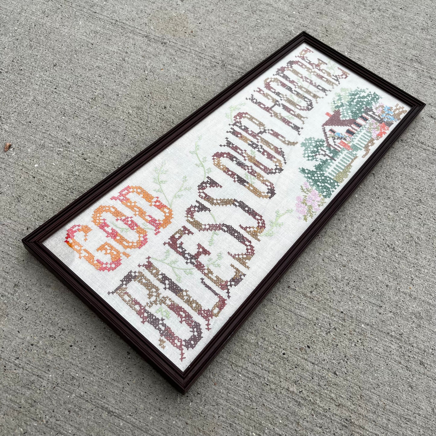 Vintage “God Bless our home” needlepoint.