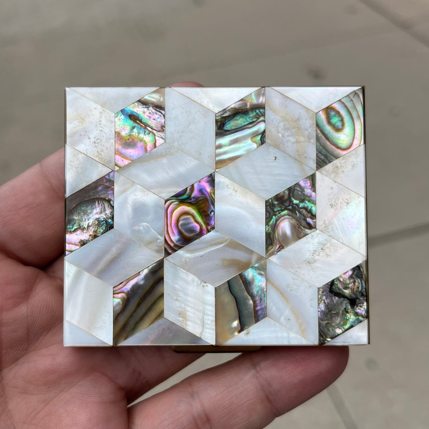 Vintage mother of pearl compact mirror.