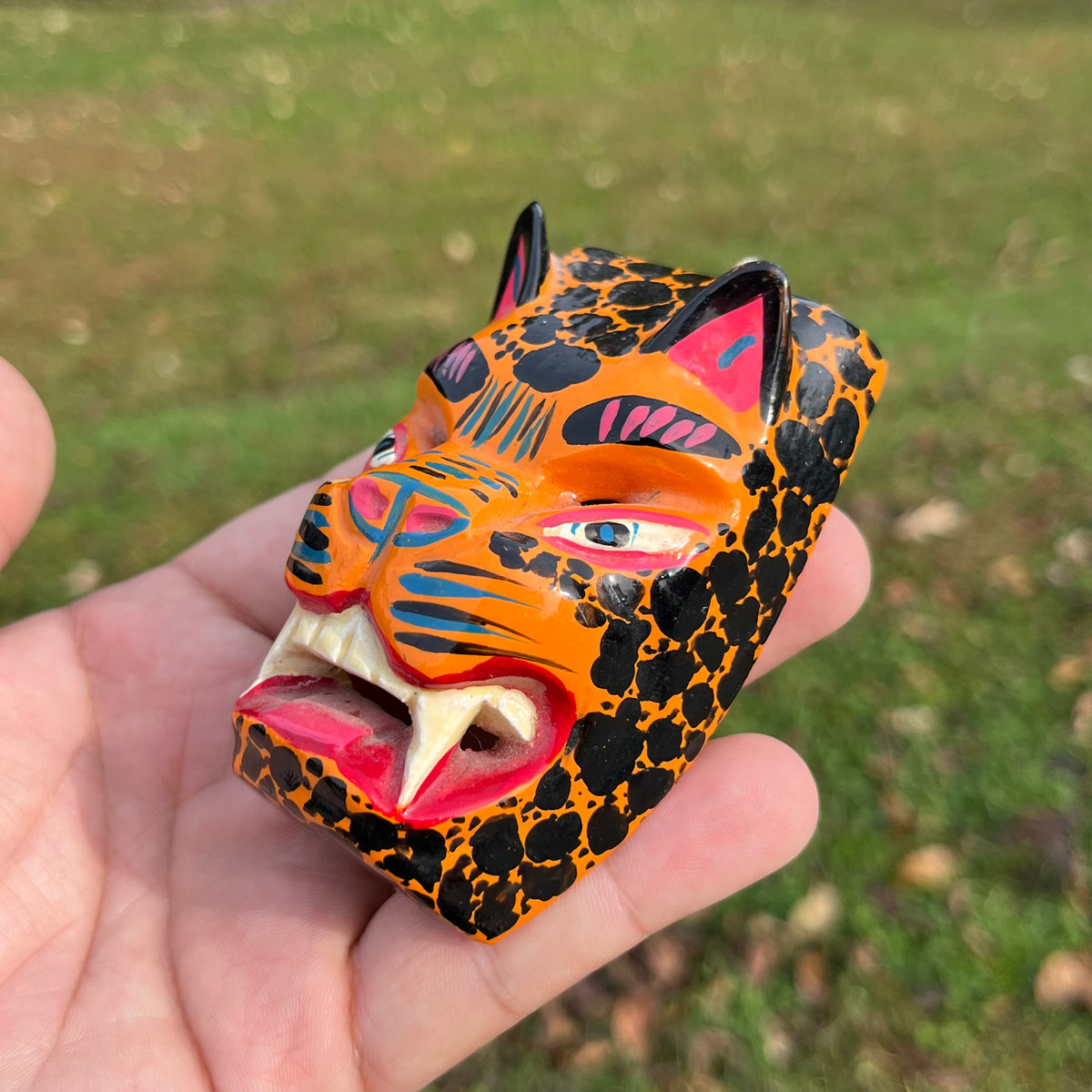 Mini hand crafted Jaguar mask.