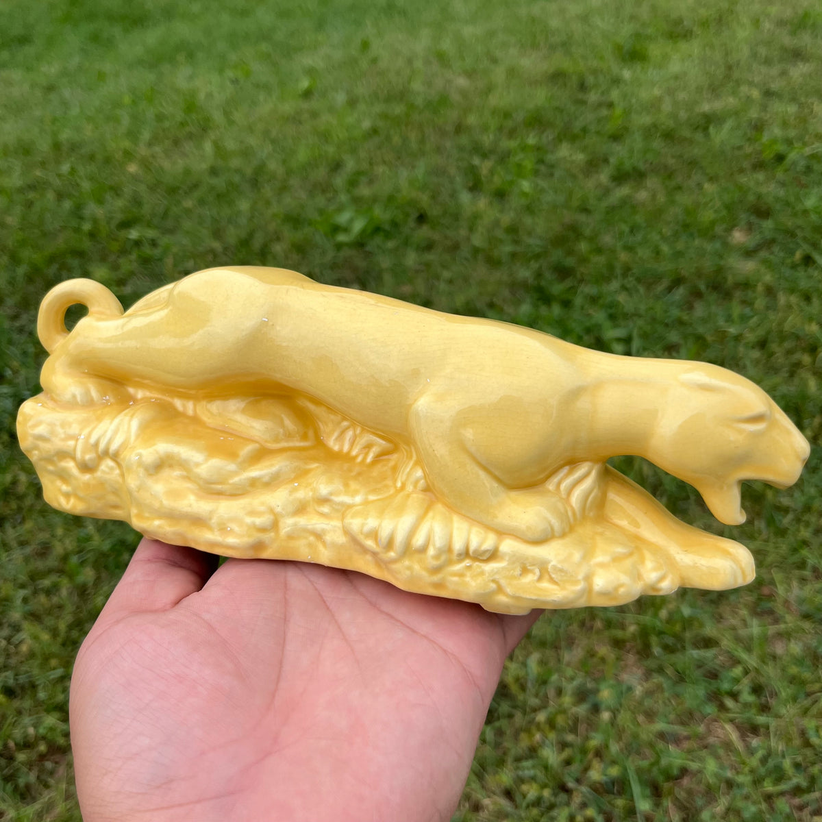 Vintage ceramic panther planter. (Repaired)