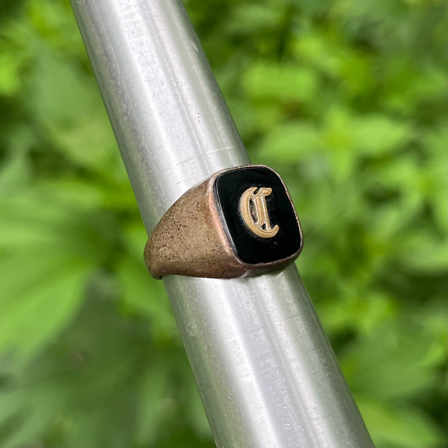 Vintage Sterling silver initial ring. Size 9.5.