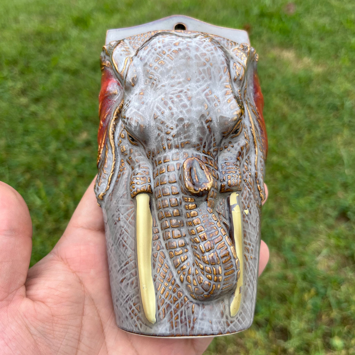 Vintage ceramic elephant wall pocket.
