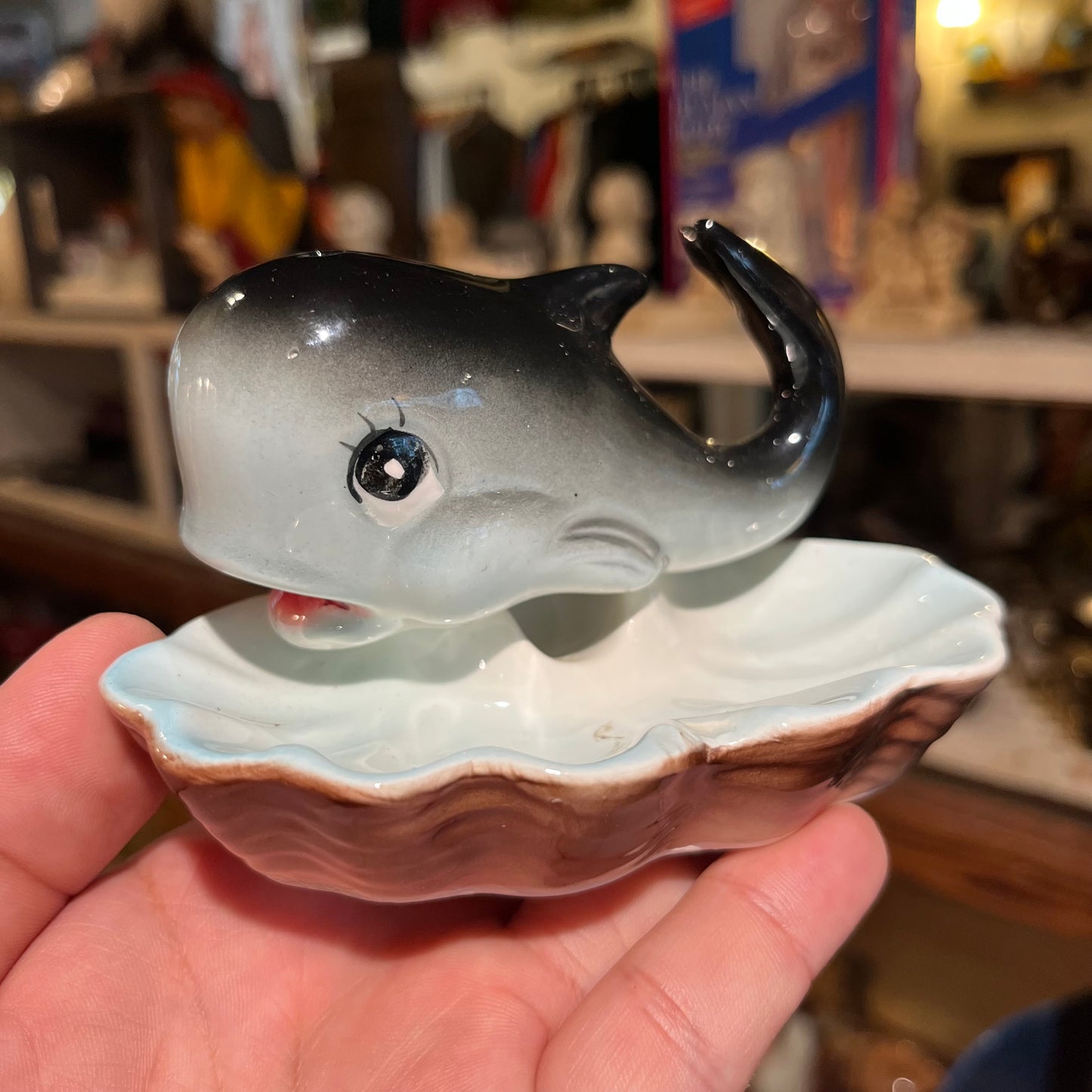 1950s Ceramic whale ashtray.