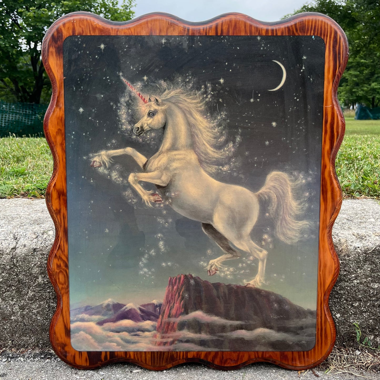 1980s Laquered unicorn poster.