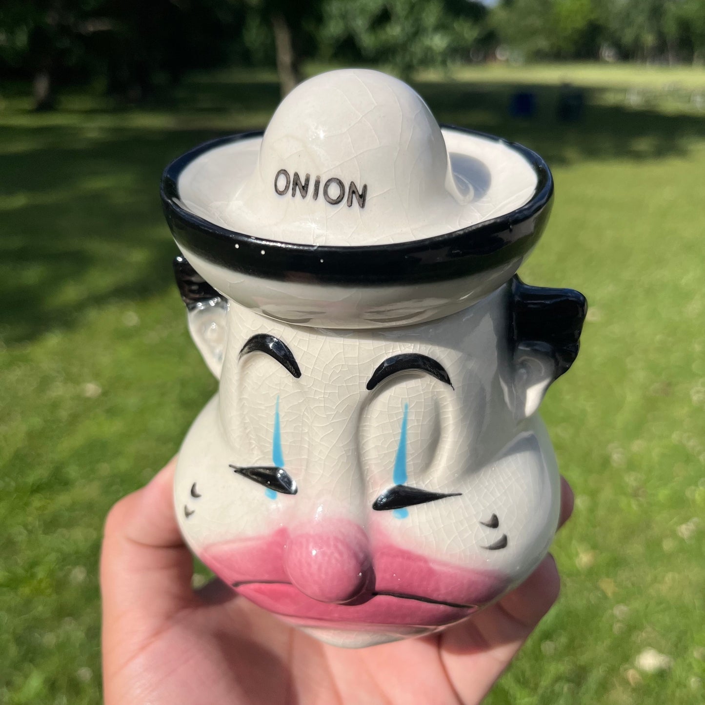 1950s Onion the clown jar.