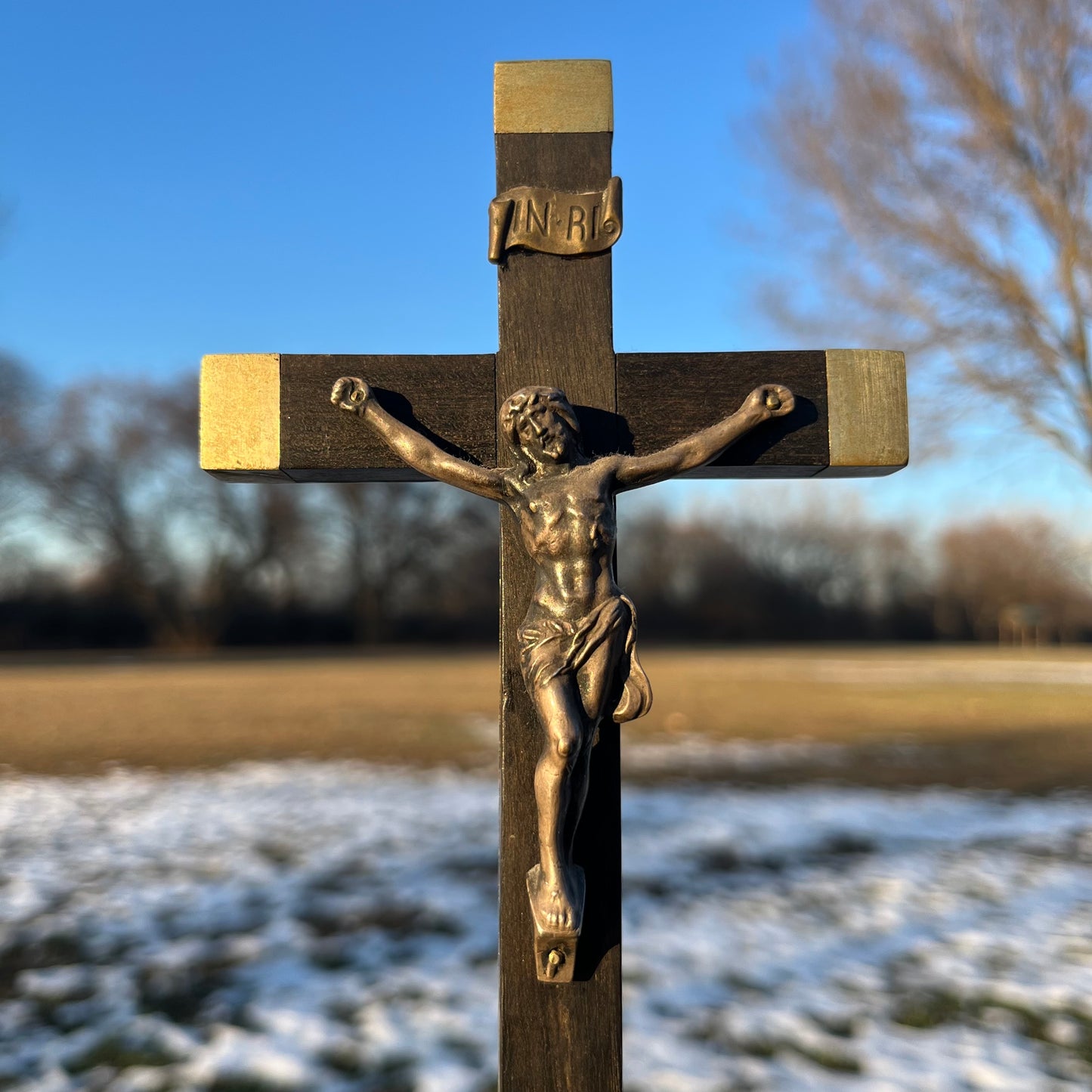 Vintage standing crucifix.