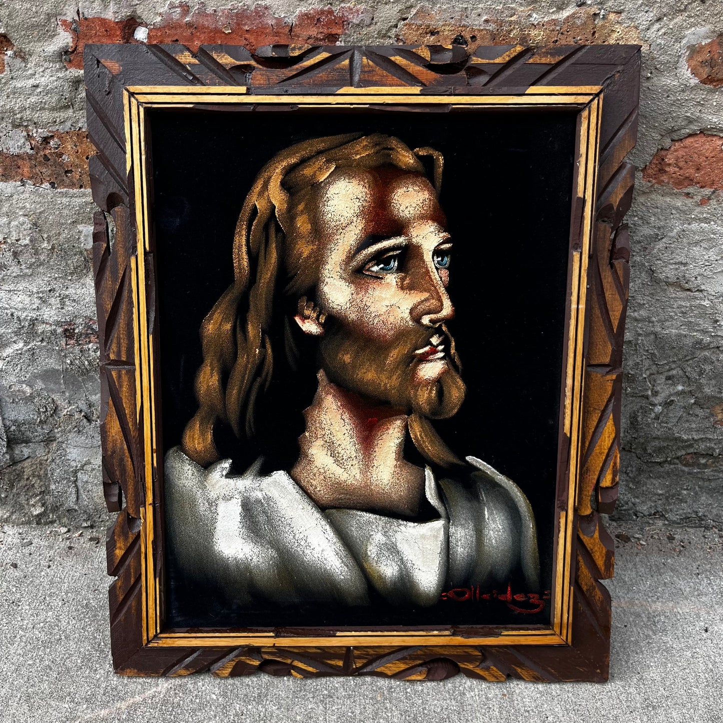 1970s Black velvet Christ painting.