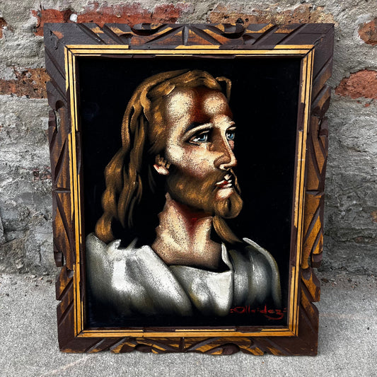 1970s Black velvet Christ painting.