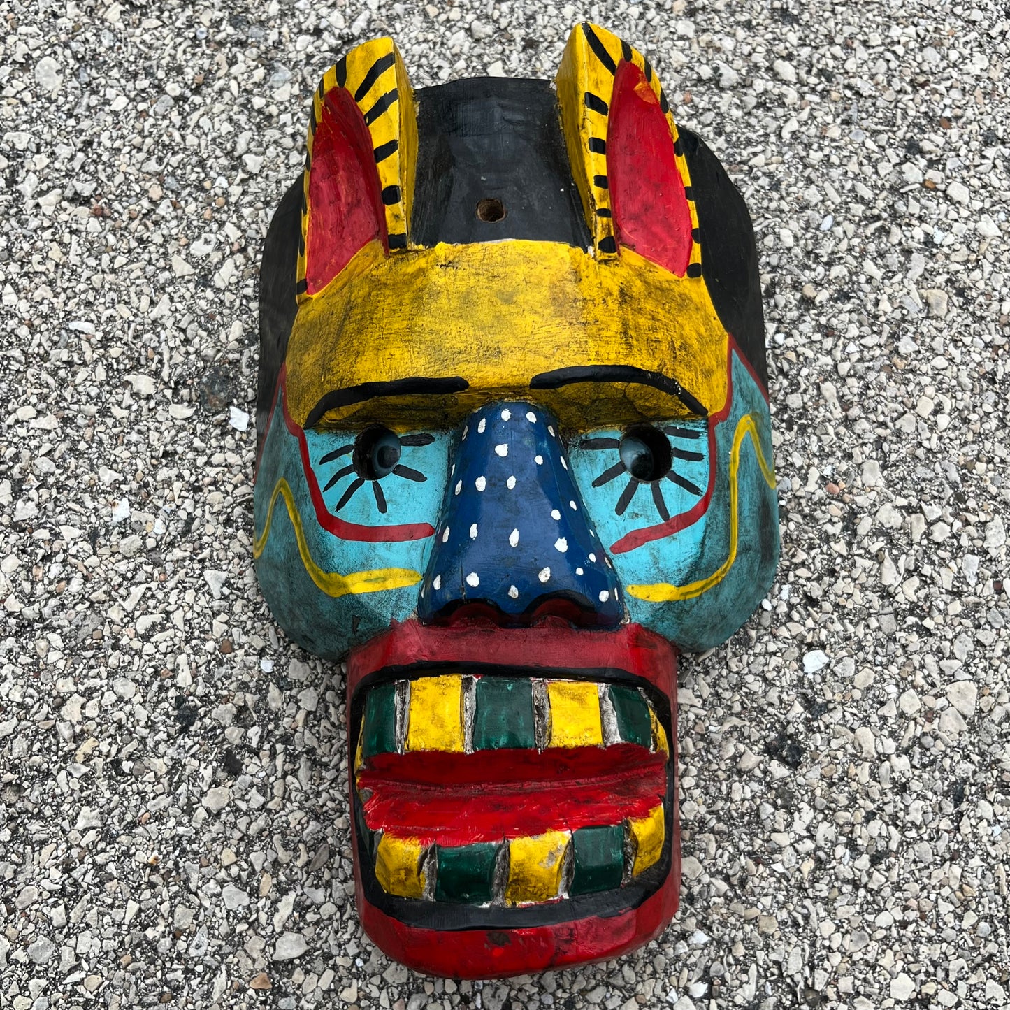 Vintage Guatemalan leopard skull mask.