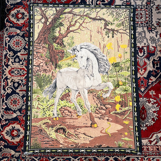 Vintage unicorn tapestry.