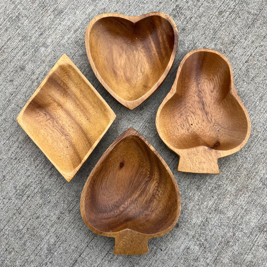 Vintage wooden card suites set.