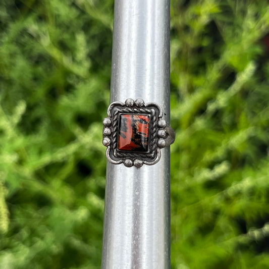 Vintage Sterling silver petrified wood ring. Size 5.75.