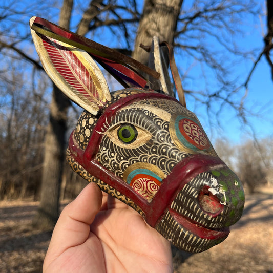 Vintage decorative burro wood carving.